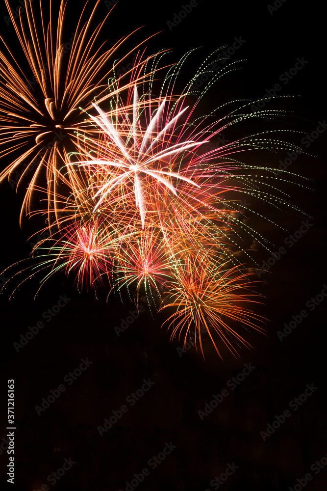Colorful fireworks in black background