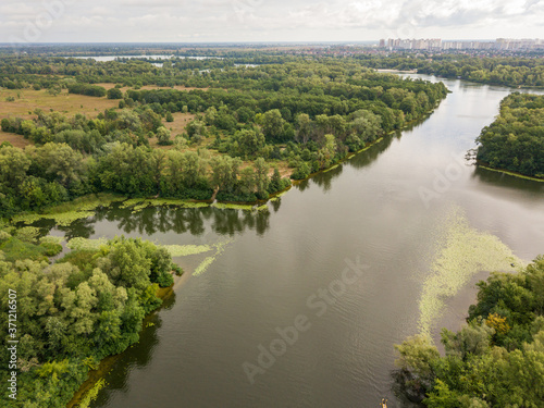 Aerial view of the Dnieper River in Kiev.