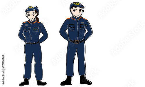 制服の消防士　男女