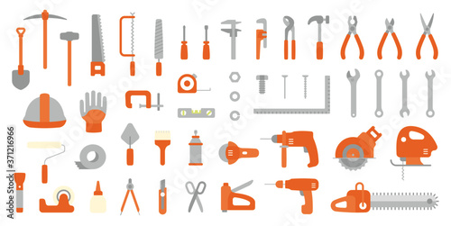 Working Tools Flat Vector Elements Set