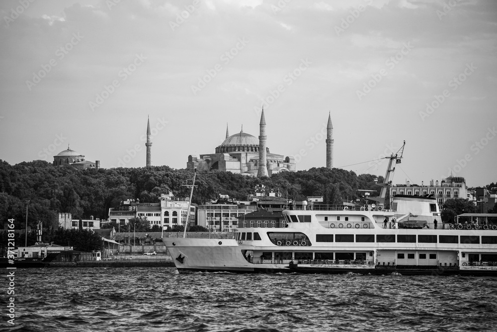 Hagia Sophia.  Sea voyage on the Bosphorus with the Istanbul ferry. 