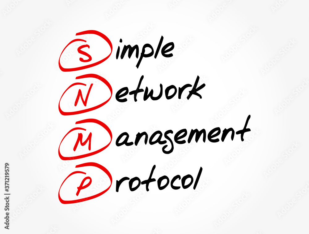 SNMP - Simple Network Management Protocol acronym, technology concept background SNMP - Simple Network Management Protocol acronym, technology concept background
