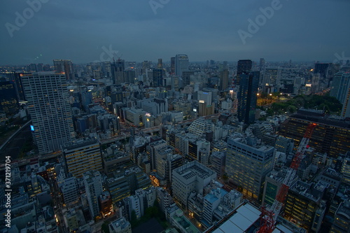 Beautiful urban cityscape with Tokyo city under twilight sky