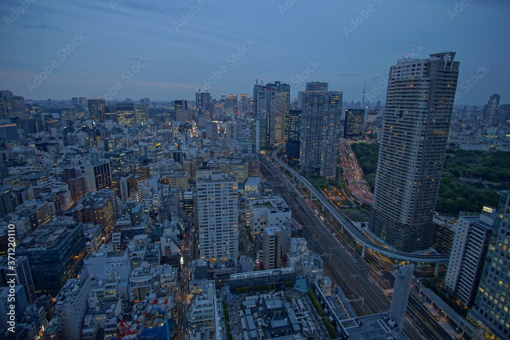 Obraz premium Beautiful urban cityscape of Tokyo under twilight sky