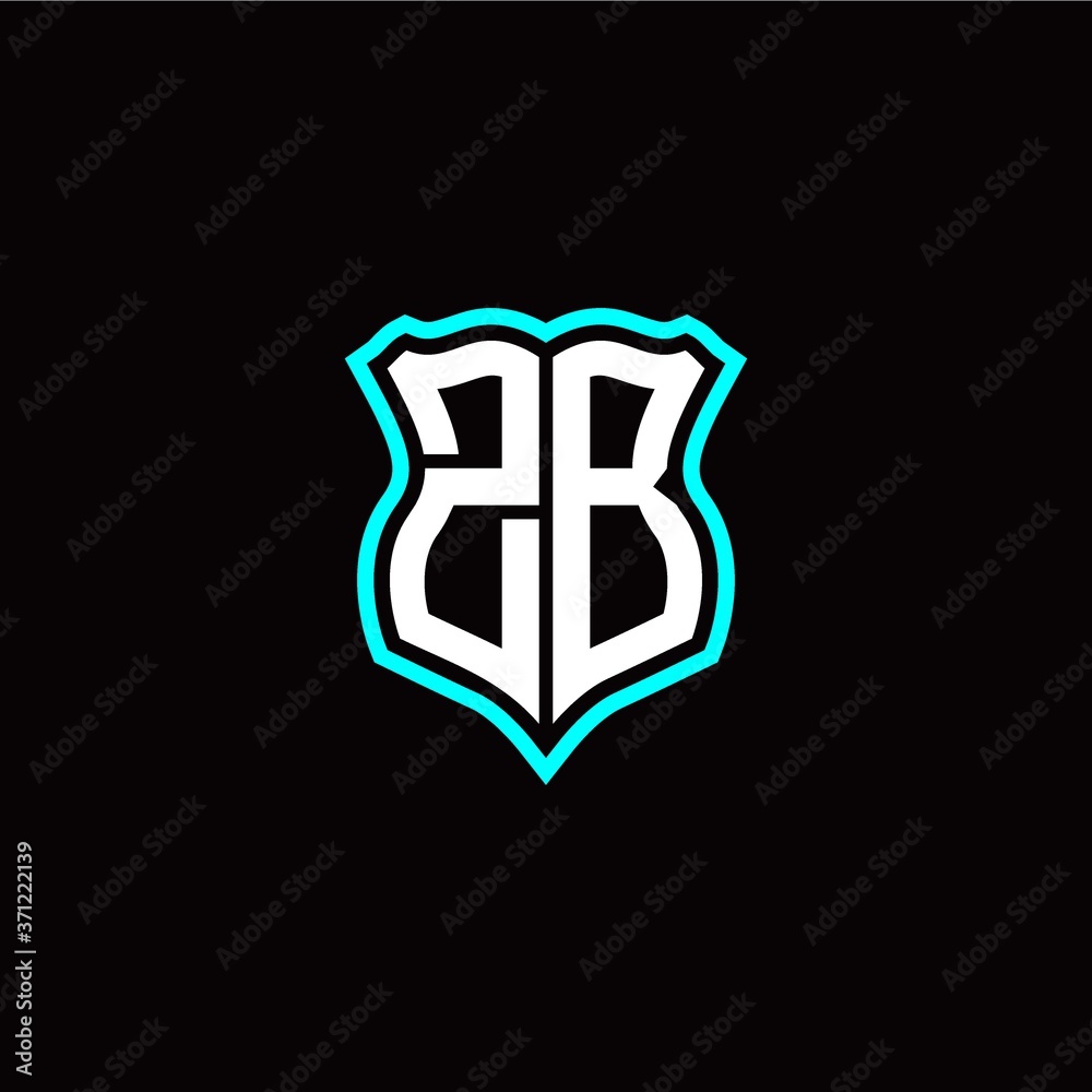 Initial Z B letter with shield style logo template vector