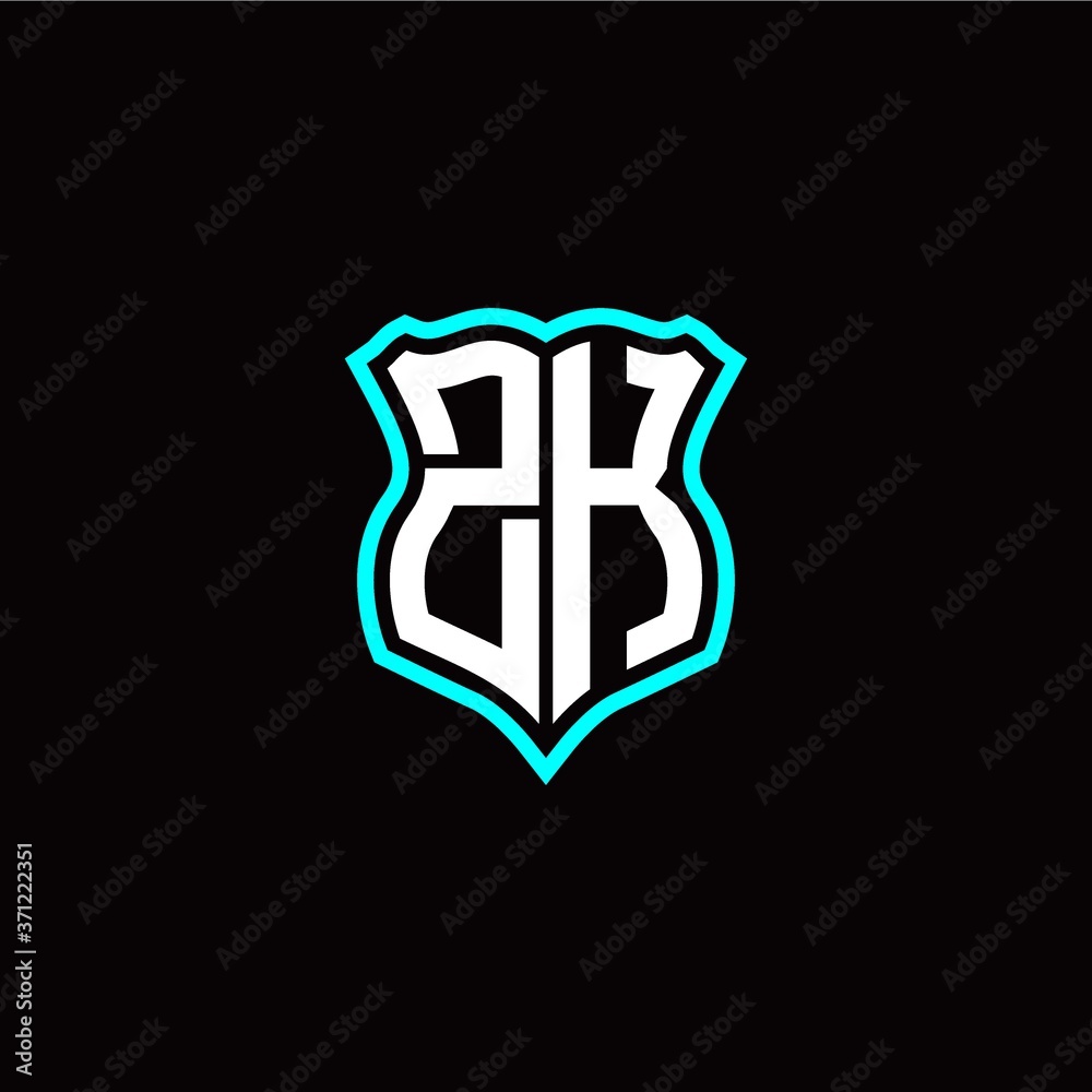 Initial Z K letter with shield style logo template vector Initial Z K letter with shield style logo template vector