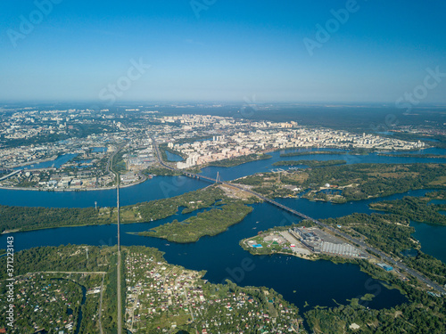 High view of Kiev and the Dnieper river. © Sergey