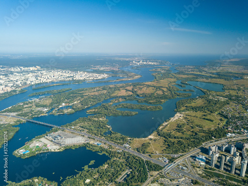 High view of Kiev and the Dnieper river. © Sergey