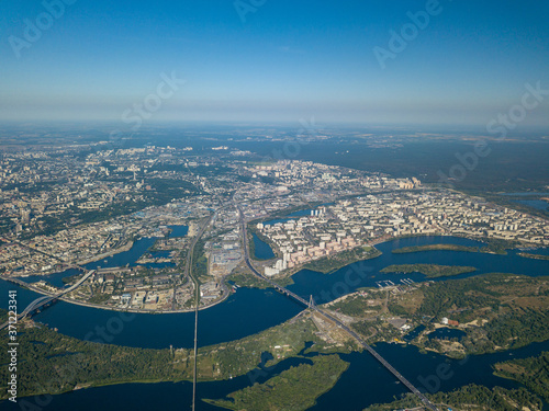 High view of Kiev and the Dnieper river.