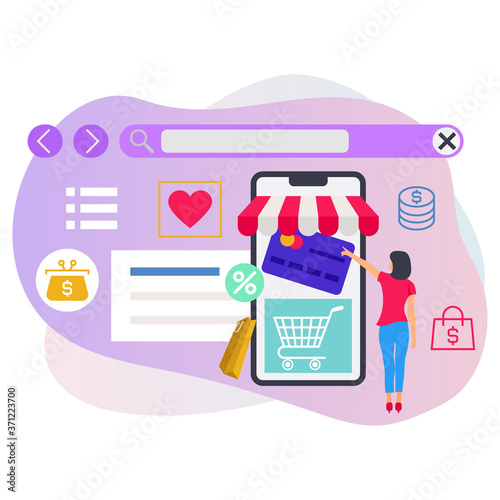 Online shopping on website application vector concept version 1.