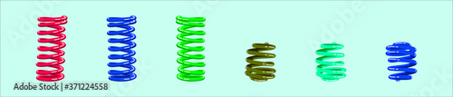 set of coil spring design template with various models. vector illustration