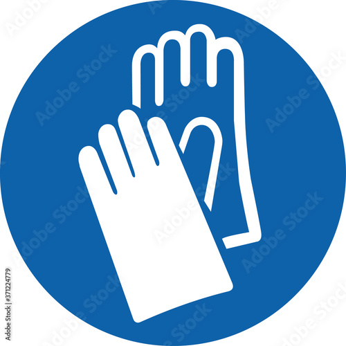 Billede på lærred safety gloves must be worn mandatory signs