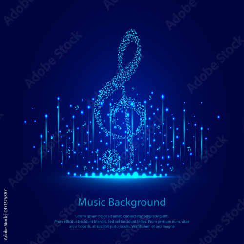 The beautiful music note white color on the blue background