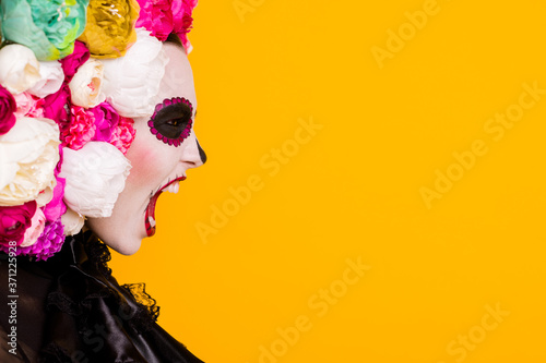 Photos Profile headshot photo of calavera katrina goddess disappointed human sacrifices