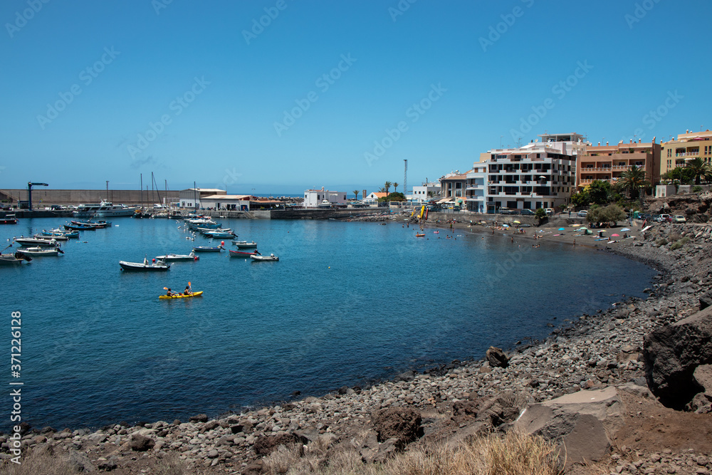 Port with boats and yachts in Valle Gran Rey, La Gomera, Canary Islands, Spain