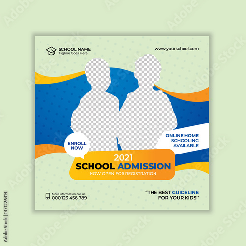  School admission social media post or banner template. New Year School Admission, Social Medica Flayer.