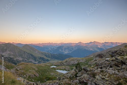 Estanys de Vall del Riu. Beautiful mountain landscape in Pyrenees, Andorra photo