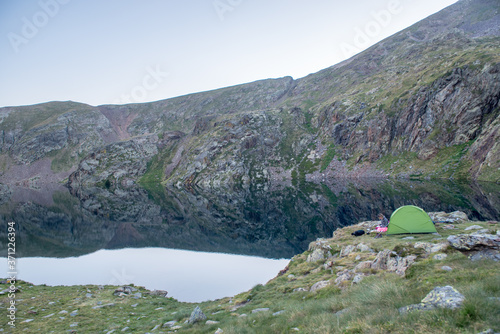 Views of the Vall de Riu lake from the Estanyo peak in Andorra in summer 2020. photo