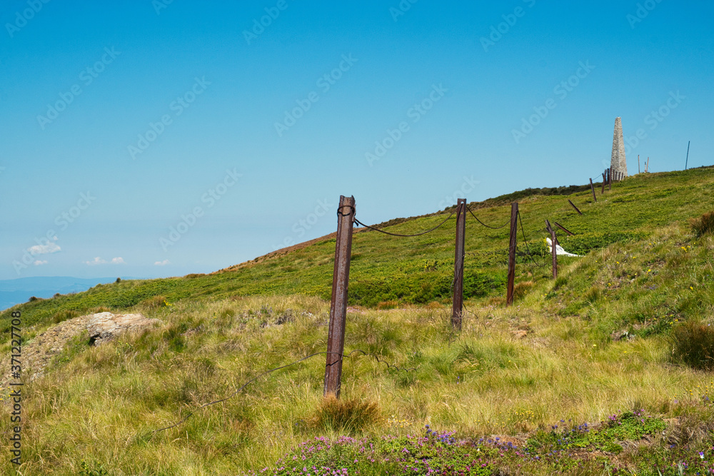 Fence of the belvedere in the mountains of Kopaonik resort on the border between Serbia and Kosovo