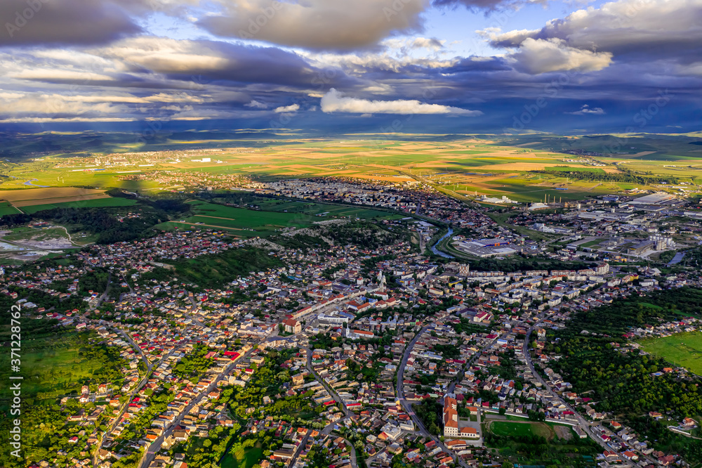 Turda in Romania from above