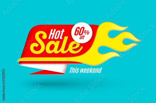 Sales background template design with decorative flame.