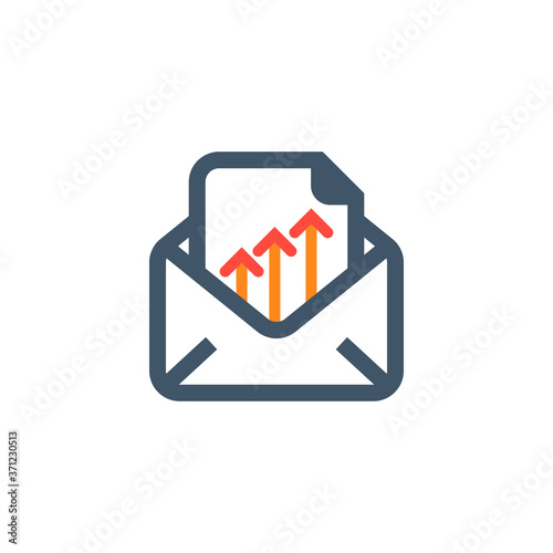 Business Mail Stats vector, Report Mail Icon Logo Design Element, business report with arrow