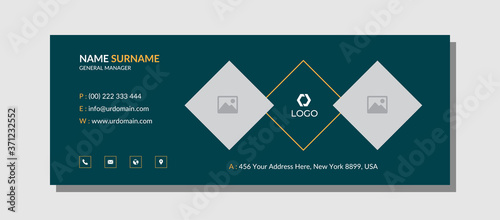 Business Email signature template with an author photo place modern and minimalist layout	