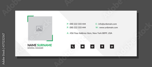 Clean Email signature Template with an author photo place modern and minimalist layout	