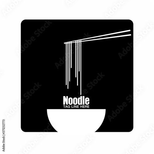 ramen noodle logo with chopsticks template vector.