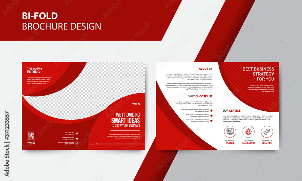 red color brochure design, brochure design, bifold brochure vector