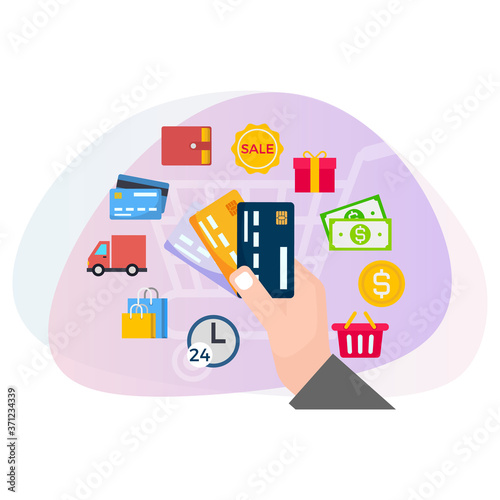 Online shopping on website application vector concept version 15.
