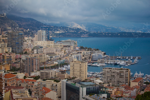 Magnificent aerial views of yachts and winter Monaco