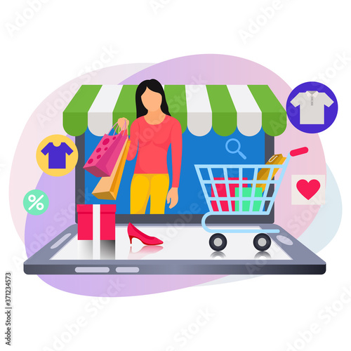 Online shopping on website application vector concept version 25.