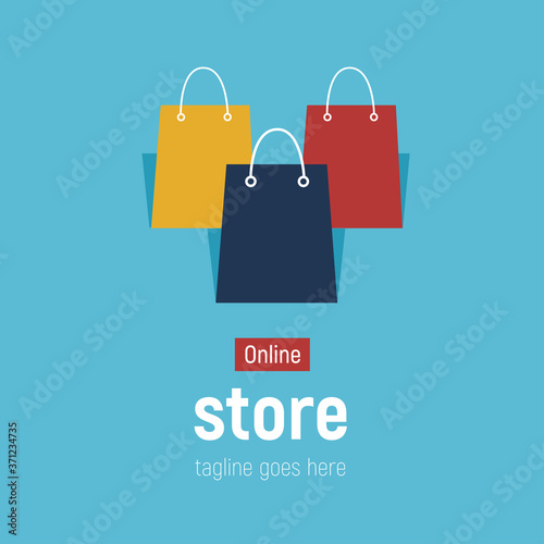 Web banner Online Store with shopping bags.