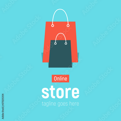 Web banner Online Store with shopping bags. Concept online shopping. illustration