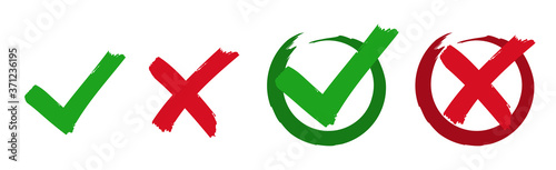 Set check mark and cross. Vector illustartion