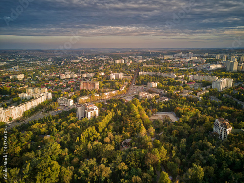 Panorama of the city in cloudy weather top view. Kishinev, Moldova republic of. © Igor Syrbu