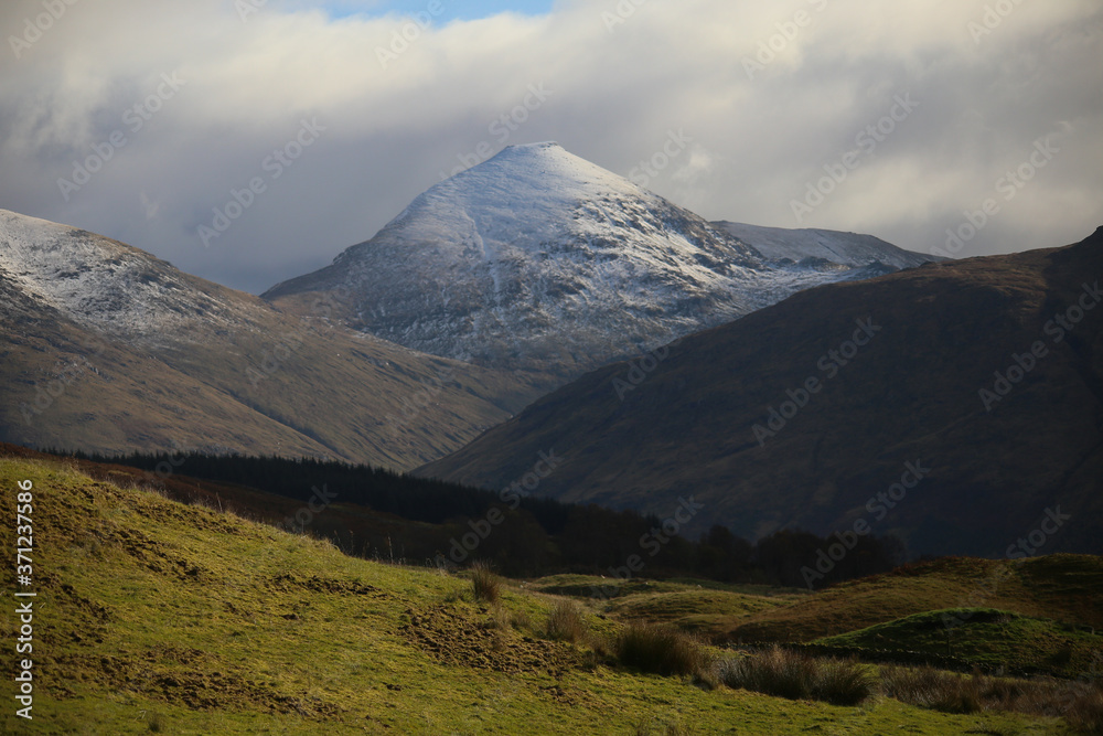 Scottish Mountains show their beauty in the wilderness.