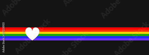 LGBT flag with heart. Symbol lesbian, gay, bisexual, transgender rainbow flag. Poster, card, banner, background	