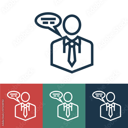 Linear vector icon with business monologue