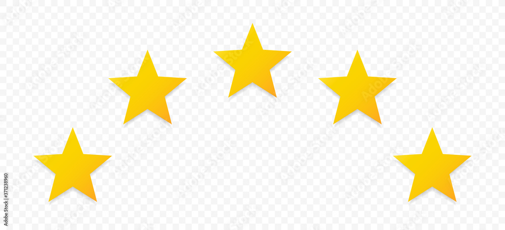 © PaHa - Quality rating symbols. A set of five-pointed yellow stars with a shadow arranged in an arc. Isolated on transparent background. Product quality assessment icons. Vector illustration. © PaHa - Quality rating symbols. A set of five-pointed yellow stars with a shadow arranged in an arc. Isolated on transparent background. Product quality assessment icons. Vector illustration.