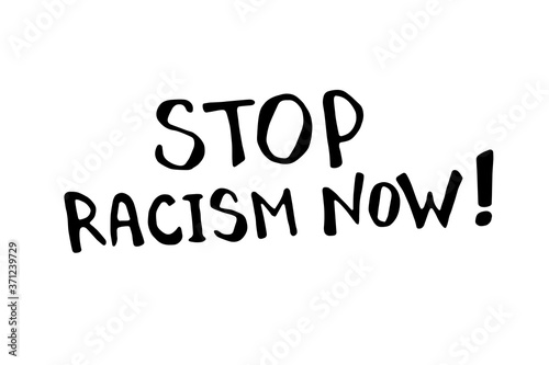 Stop racism - vector lettering doodle handwritten on theme of antiracism, protesting against racial inequality and revolutionary design. For flyers, stickers, posters