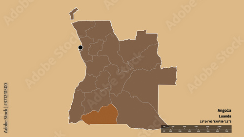 Location of Cunene, province of Angola,. Pattern photo