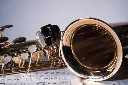 Saxophone with sheet music 