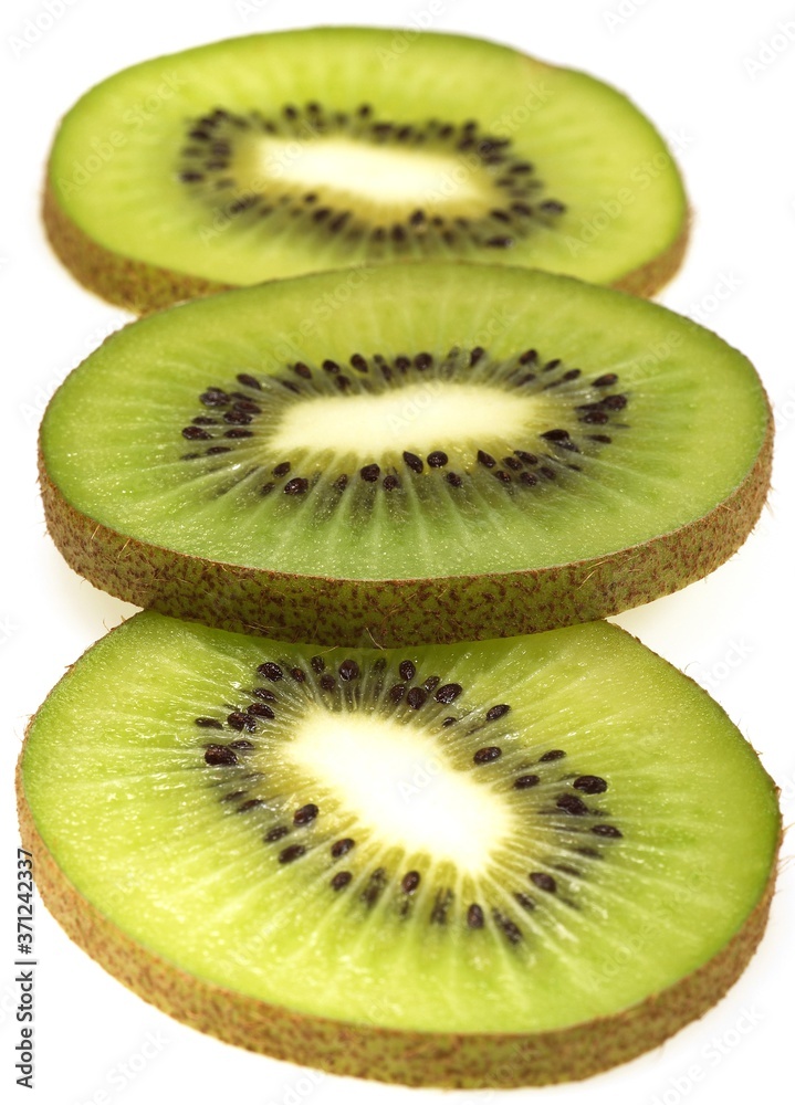 Fototapeta premium Kiwi, actinidia chinensis, Fruits against White Background