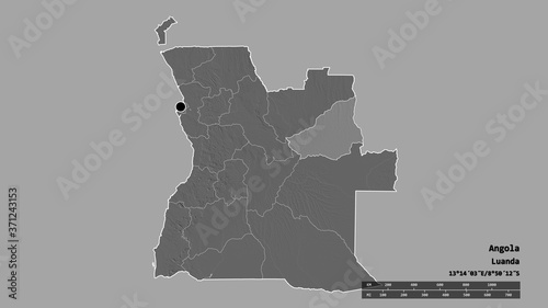 Location of Lunda Sul, province of Angola,. Bilevel photo