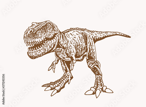 Vector vintage tyrannosaurus   sepia background  graphical illustration  dinosaur