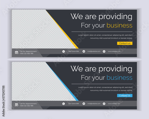 Corporate business promotion web banner template. horizontal advertising web banner template. business cover header for social media and website advertisement.