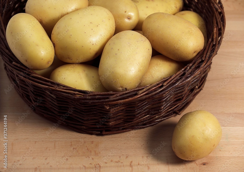 Mona Lisa Potato, solanum tuberosum, Vegetables in Basket Mona Lisa Potato, solanum tuberosum, Vegetables in Basket