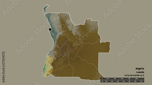 Location of Namibe, province of Angola,. Relief photo